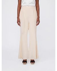Mes Demoiselles - High-Waisted Flared Silk Trousers With Elasticated Waist - Lyst