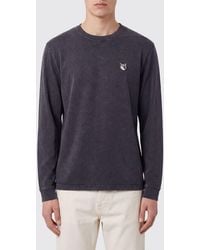 Maison Kitsuné - Maison Kitsun&Eacute Chillax Fox Patch Organic Cotton Long-Sleeved T-Shirt - Lyst