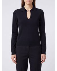 DIESEL - Long-Sleeved Slim Fit Silk Blend Polo With Oval D Logo - Lyst
