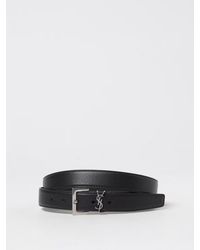 Saint Laurent - Cassandre Grained Leather Belt - Lyst