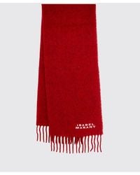 Isabel Marant - Firny Embroidered-Logo Alpaca Wool-Blend Scarf With Fringes - Lyst