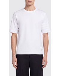 Thom Browne - 4-Bar Cotton T-Shirt With Iconic Sleeve Motif - Lyst