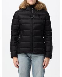 Blauer - Short Quilted Nylon Down Jacket With Shearling Hood And Slim Fit - Lyst