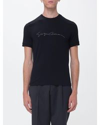 Giorgio Armani - Cotton T-Shirt With Short Sleeves And Contrasting Logo - Lyst