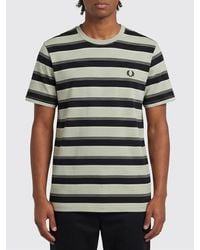 Fred Perry - Striped Cotton T-Shirt With Logo - Lyst