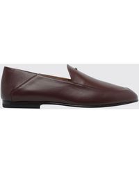 Tod's - Flat Smooth Leather Loafers With Metallic Logo - Lyst
