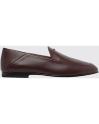 Tod's - Flat Smooth Leather Loafers With Metallic Logo - Lyst