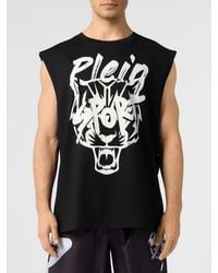 Philipp Plein - Cotton Tank Top With Contrasting Graphic Logo Print - Lyst
