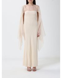 Alberta Ferretti - Long-Sleeved Slim Fit Satin Long Evening Gown - Lyst