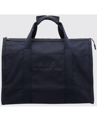 A.P.C. - Cotton Canvas Tote Bag With Double Handle And Zip Closure - Lyst