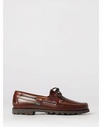 Paraboot - Smooth Leather Boat Shoes With Perimeter Lacing And Serrated Sole - Lyst