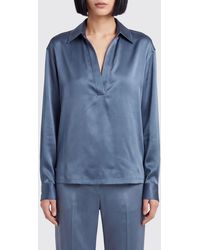 Tom Ford - V-Neck Silk Blouse With Long Dropped-Shoulder Sleeves - Lyst