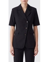 Ganni - Short-Sleeved Cropped Double-Breasted Blazer - Lyst