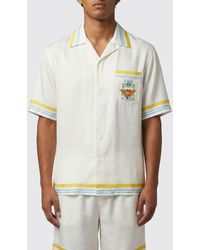 CASABLANCA - Tennis Landscape Cuban Collar Silk Shirt - Lyst