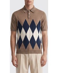 Ballantyne - Diamond Pattern Cotton And Linen Polo Shirt - Lyst