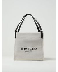 Tom Ford - Borsa Amalfi in canvas e pelle con logo - Lyst