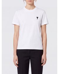 Ami Paris - Slim Fit Cotton T-Shirt With Contrast Ami De Coeur Logo - Lyst