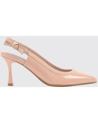 KARL LAGERFELD - Patent Leather Slingback Pumps With Mid-Heel And Bow - Lyst
