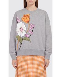 Marni - Floral Print Cotton Crew Neck Sweatshirt With Elasticated Cuffs - Lyst