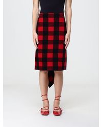N°21 - High-Waisted Asymmetric Check Wool Blend Mini Skirt - Lyst