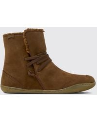 Camper - Peu Nubuck Slip-On Ankle Boots With Elastic Laces And Round Toe - Lyst