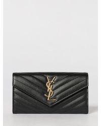 Saint Laurent - Cassandre Chevron Quilted Grain De Poudre Leather Wallet - Lyst