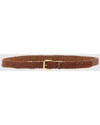 Saint Laurent - Cassandre Woven Leather Belt - Lyst