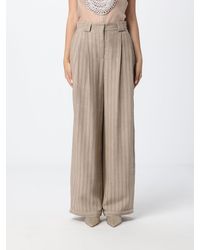 Emporio Armani - Striped High-Waisted Viscose Palazzo Trousers - Lyst