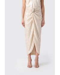 ROTATE BIRGER CHRISTENSEN - High-Waisted Midi Pencil Skirt With Sequins And Front Slit - Lyst
