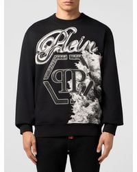 Philipp Plein - Cotton Crewneck Sweatshirt With Graphic Print And Hexagon Logo - Lyst