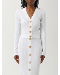 Balmain - Cardigan A V Con Bottoni Metallici - Lyst