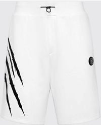 Philipp Plein - Scratch Cotton Jersey Sports Shorts With Contrasting Logo - Lyst