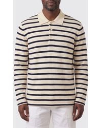 Junya Watanabe - Striped Long-Sleeve Cotton Polo With Ribbed Collar - Lyst