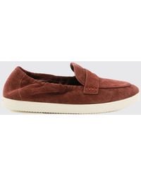 Tory Burch - Suede Loafers With Metallic Double T Logo - Lyst