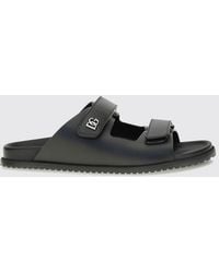 Dolce & Gabbana - Dolce &Amp Gabbana Calfskin Leather Flat Sandals With Dg Monogram Logo - Lyst