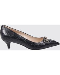 Gucci - Leather Pumps With Embossed Gg Monogram - Lyst