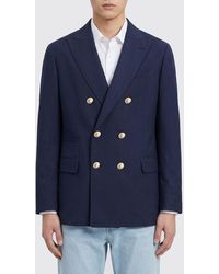 Brunello Cucinelli - Double-Breasted Silk And Linen Blazer - Lyst