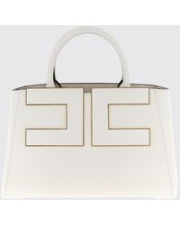 Elisabetta Franchi - Flared Tote Bag With Metal Logo And Inner Pouch - Lyst
