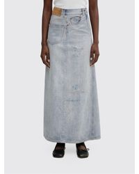 MM6 by Maison Margiela - Long Denim Skirt With Turned-Up Effect - Lyst