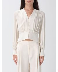 Twinset - Slim Fit V-Neck Long-Sleeved Satin Shirt - Lyst
