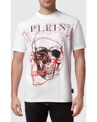 Philipp Plein - Cotton Crewneck T-Shirt With Skull Print And Contrast Logo - Lyst
