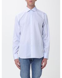 Brooksfield - Striped Cotton Twill Slim Fit Shirt With French Collar - Lyst