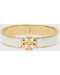 Tory Burch - Kira Enameled Brass Bangle With Double T Logo - Lyst