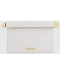 Jacquemus - Rond Carré Rigid Lambskin Mini Clutch With Lettering Logo - Lyst