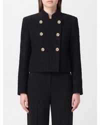 Balmain - Double-Breasted Cropped Tweed Blazer With Classic Lapels - Lyst
