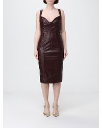 Elisabetta Franchi - Smooth Faux Leather Midi Dress - Lyst