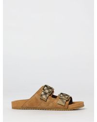 Burberry - Check Embossed Suede Sandal - Lyst