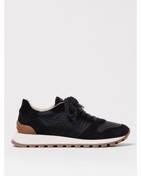 Brunello Cucinelli - Suede And Techno Fabric Runners With Precious Toe - Lyst
