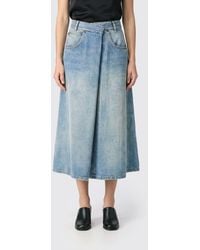 Maison Margiela - High-Waisted A-Line Denim Midi Skirt - Lyst