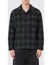 Ami Paris - Check Wool Shirt Jacket With Cuban Collar - Lyst